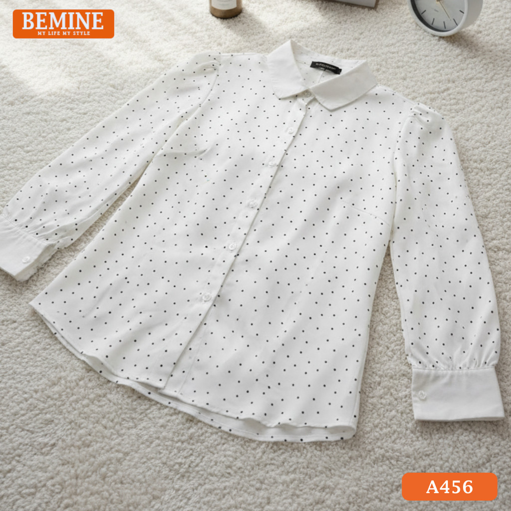 BEMINE เสื้อเชิ้ตแขนยาวลายจุด-A456