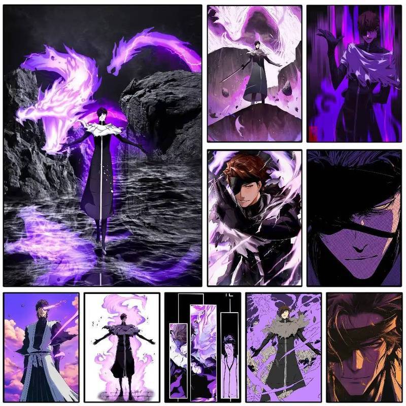 สีม่วง S-Sosuke A-Aizen โปสเตอร์ศิลปะพร้อมพิมพ์ผ้าใบบ้านห้องนอนห้องนั่งเล่นตกแต่งของขวัญ