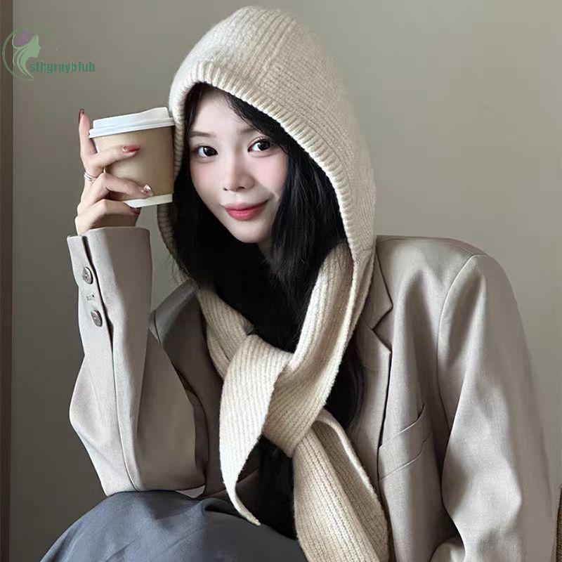 หมวกและผ้าพันคอขนสัตว์สำหรับผู้หญิง One Warm Earmuffs แฟชั่นฤดูใบไม้ร่วงและฤดูหนาว - รูปที่ 5