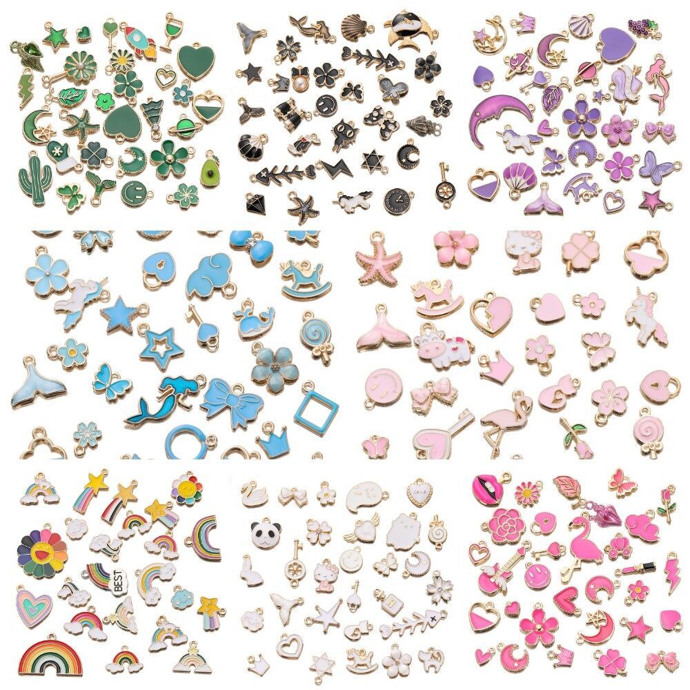 St.kunkka จี้โลหะผสม น่ารัก คละลาย สำหรับทำสร้อยข้อมือและ DIY อุปกรณ์ทำเครื่องประดับ10ชิ้น