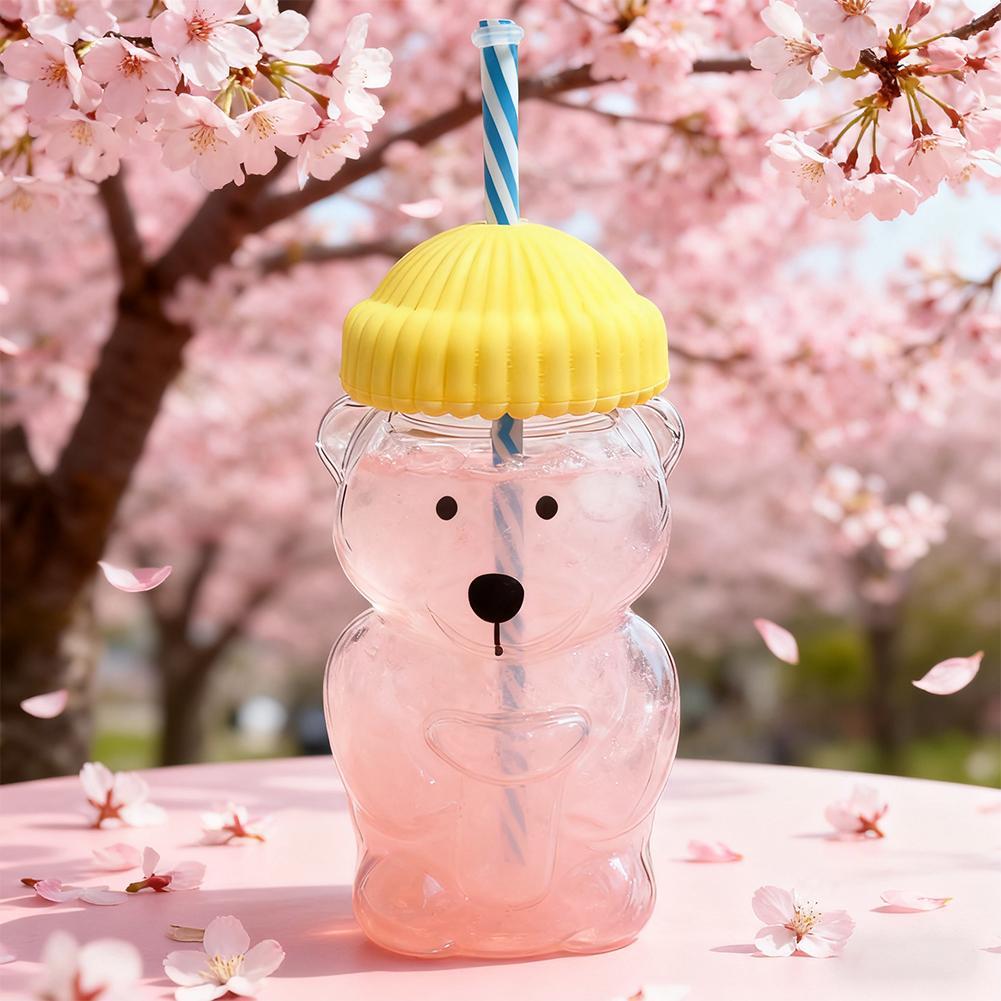 2026 New Bear Straw Glass Cup, แก้วแก้วน่ารัก 20oz พร้อมหลอด, แก้ว Borosilicate สําหรับ Q6j9
