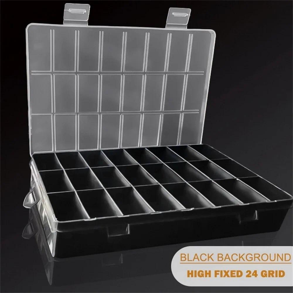 1Pack Plastic Storage Box 24 Grids Clear Plastic Organizer Box Compartment Storage Container for Cra