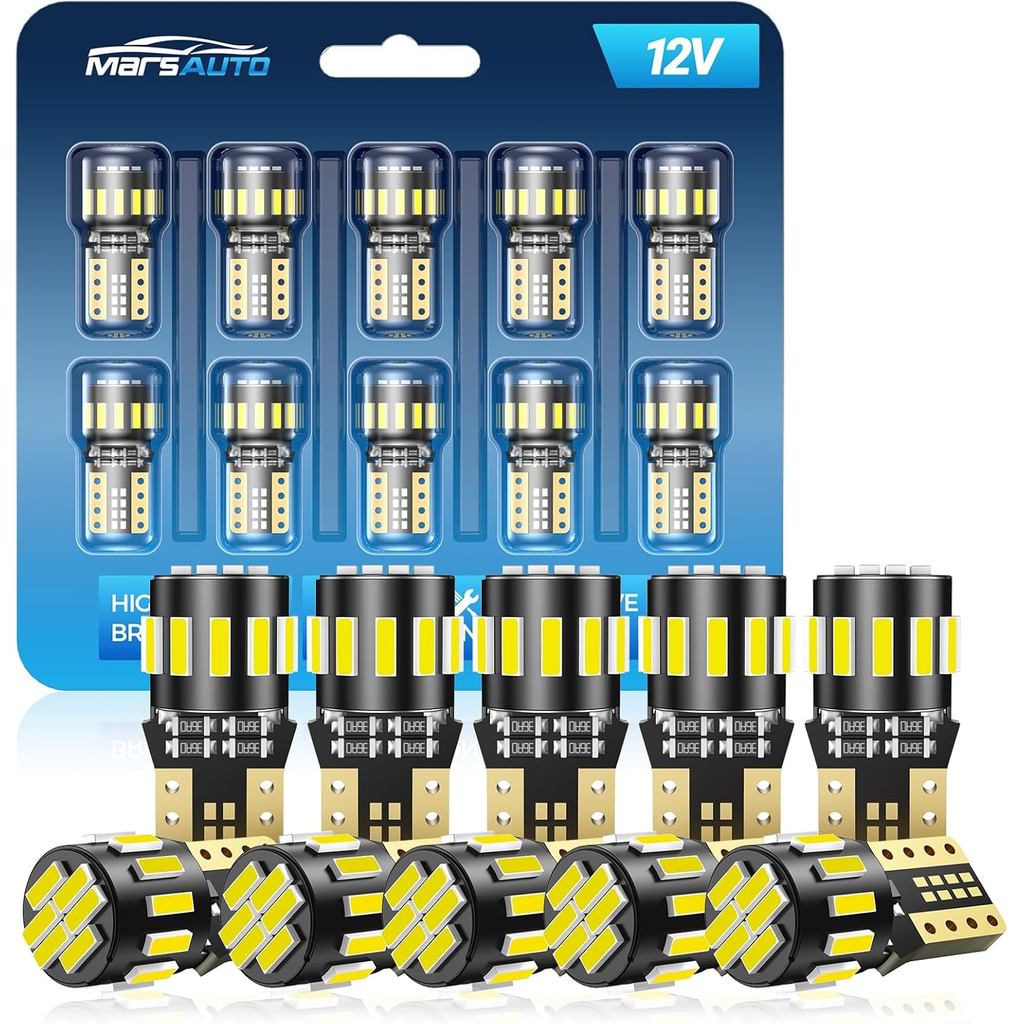 Marsauto 194 LED Bulb for License Plate Light, 6000K Super White 168 2825 W5W T10 Wedge Replacement 