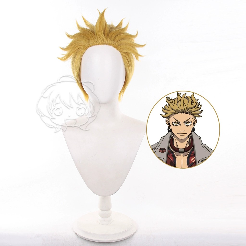 วิกผมสั้นสีเหลืองสําหรับ GACHIAKUTA Enjin สําหรับวิกผมคอสเพลย์อะนิเมะ