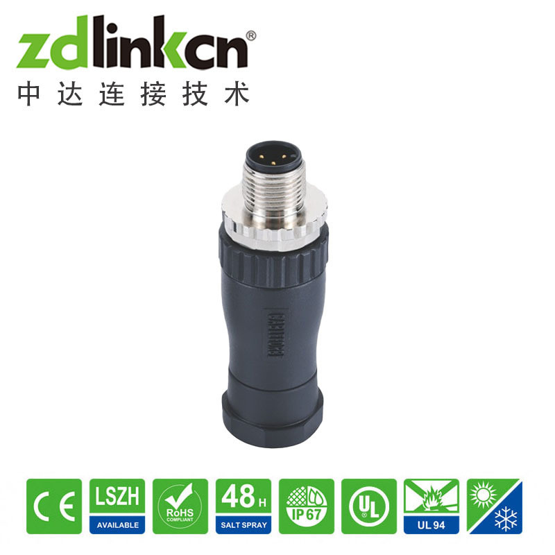 M M12 Connector A-CODE-A Encoding Male Assembly Connector M Series Shielding Power Supply กันน้ํา Li