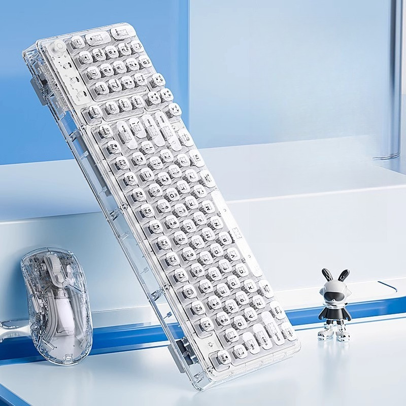 Z99 ชุดคีย์บอร์ดและเมาส์ไร้สายใสคริสตัล ดีไซน์เงียบ ใช้งานสะดวกสำหรับออฟฟิศและที่บ้าน
