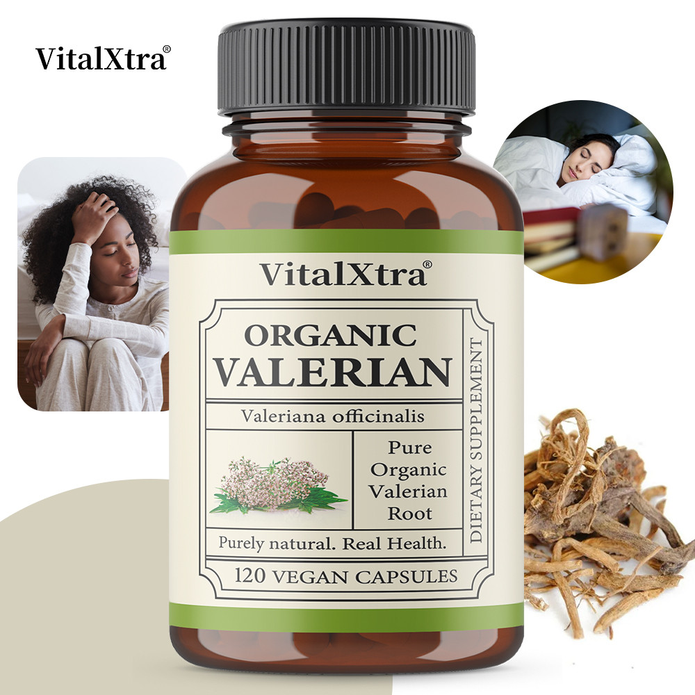VitalXtra Organic Valerian Root Capsules - ช่วยผ่อนคลาย The Mind and Body, Regulate Stress Response และส่งเสริมสุขภาพกล้ามเนื้อ