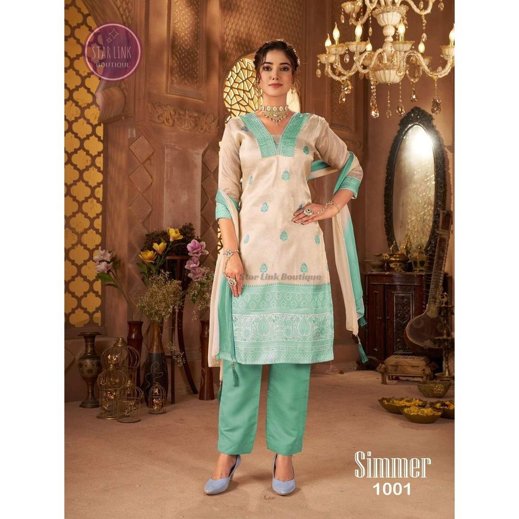SHIMMER JACQUARD EMBROIDERY PARTY WEAR PUNJABI SUIT