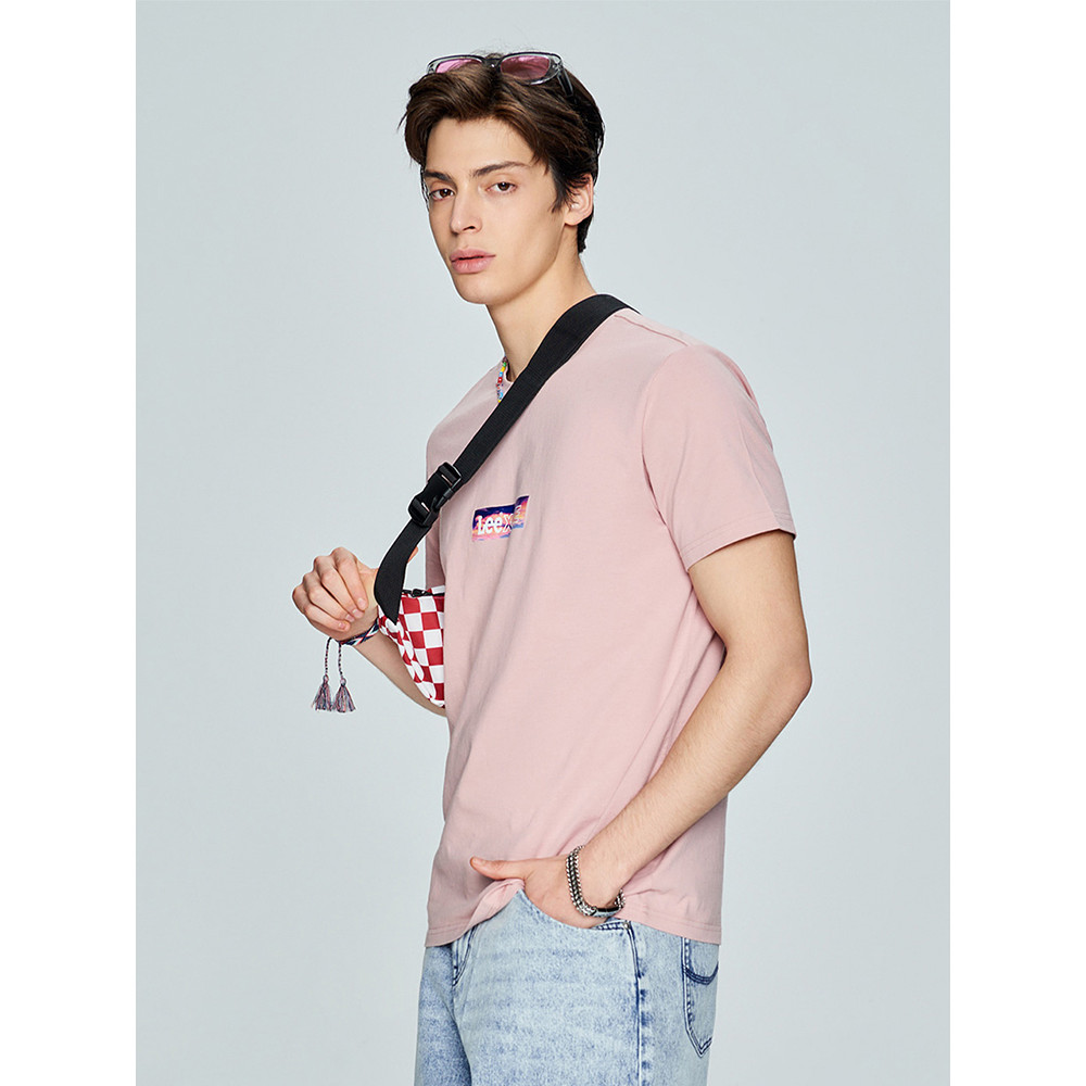 LeeXLINE23 เสื้อยืดแขนสั้นผู้ชาย สินค้าใหม่สำหรับฤดูใบไม้ผลิและร้อน พิมพ์ลายหลายสีรอบคอ LMT0000264