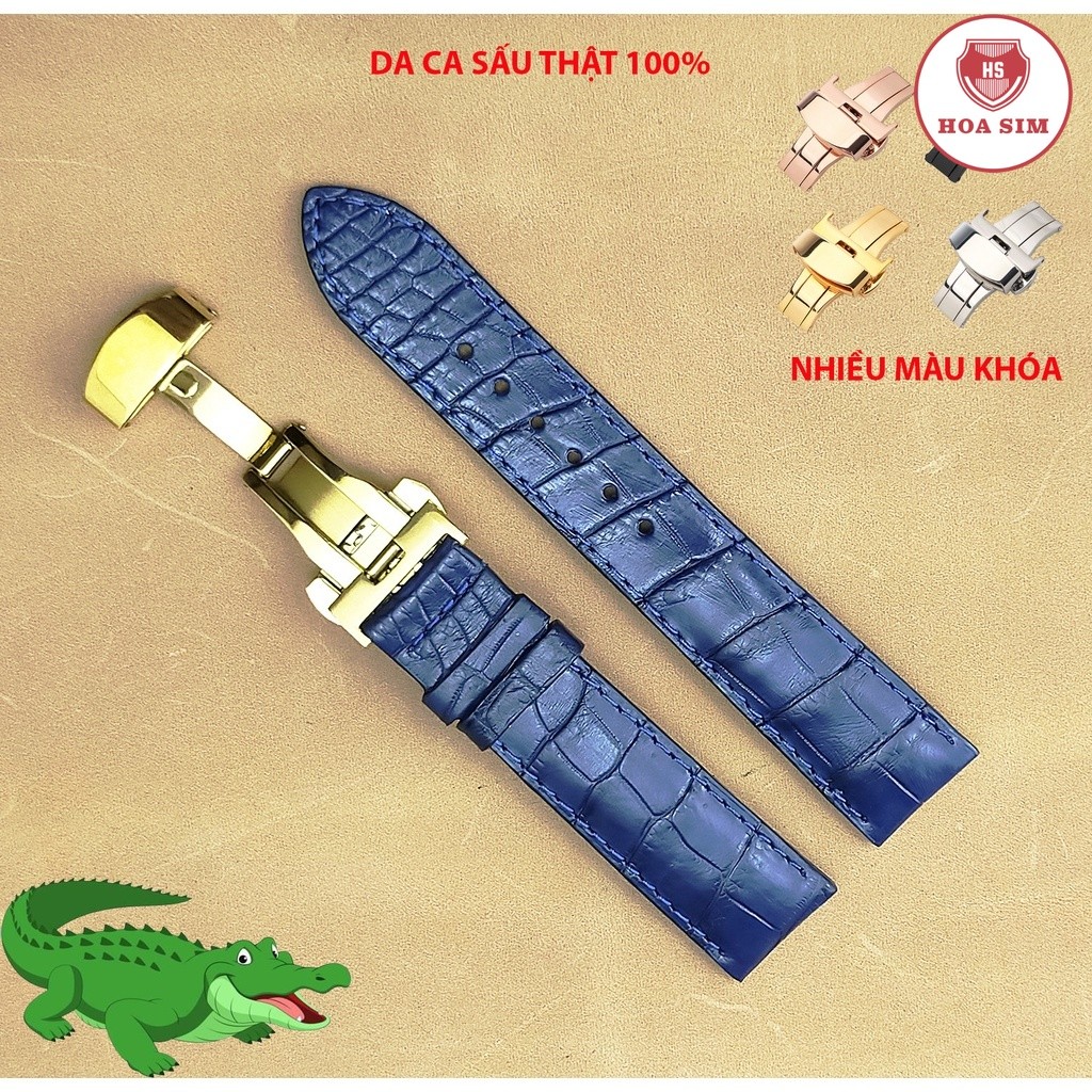 (REAL CROCODILE SKIN) (Navyblueda CROCODILE SKIN นาฬิกา BUTTERFLY CLASS สําหรับผู้ชายและผู้หญิง ทนทานสุดๆ ทุกขนาด 12 14 15 16 17 18 19 20 21 22 24 mm