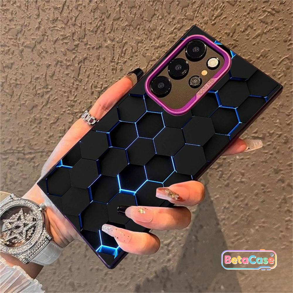 เคสโทรศัพท์สไตล์เทคโนโลยี Black Beehive IMD S25 S24 S23 S22 S22U S23U S24U S25U S25Edge S24PLUS S24FE S23PLUS S23FE