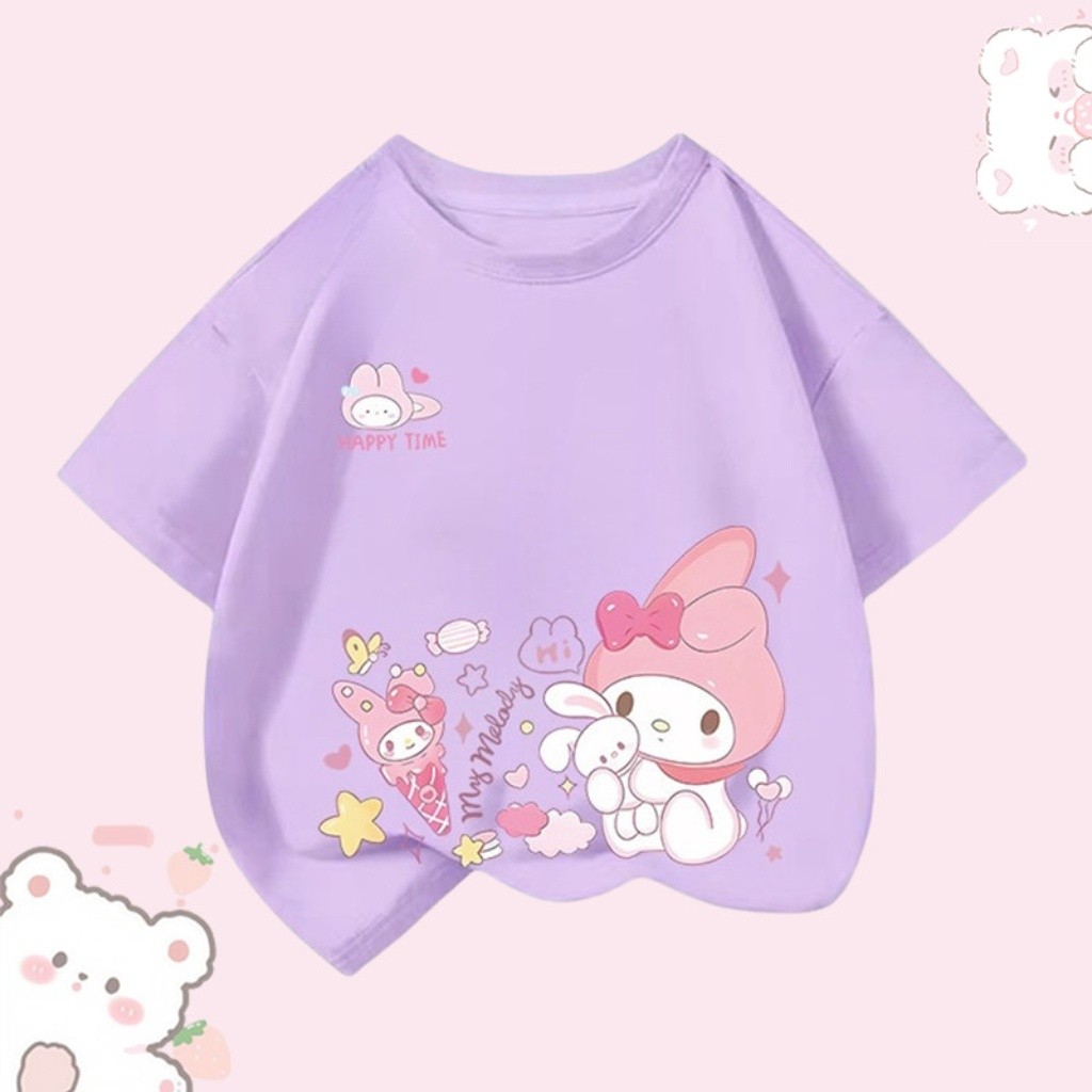 มีในสต๊อก เสื้อยืดคอกลมเด็ก เสื้อแขนสั้นลายการ์ตูนน่ารัก สไตล์เกาหลี