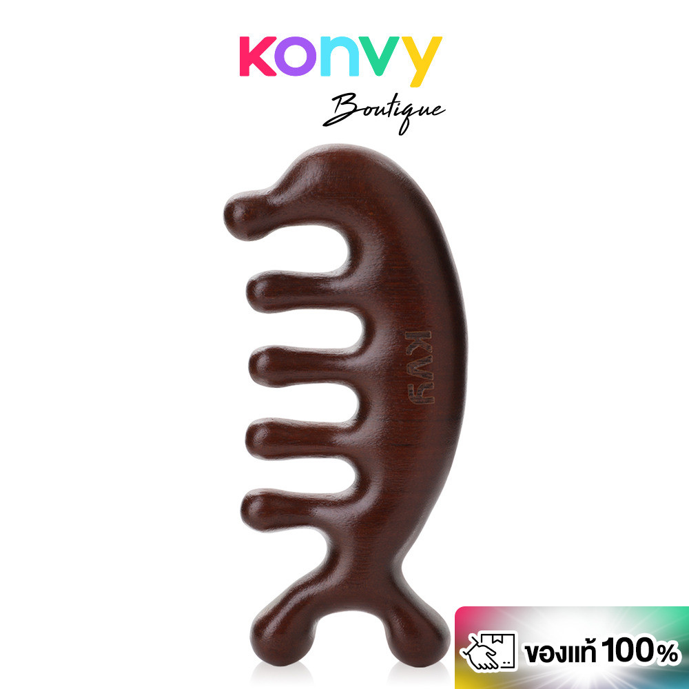 KVY Wooden Scalp Massage Comb #Dolphin Shaped เควีวาย หวีไม้นวดศีรษะ ทรงปลาโลมา.