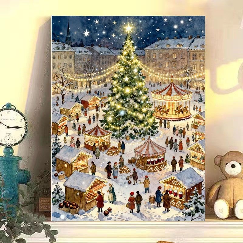 Diy ภาพวาดสีน้ํามันดิจิตอลคริสต์มาสฉากหิมะ seridiy字油 圣雪景 Series นางเงือก จําลองน้ํามัน 解 ชุดติดตั้งใ