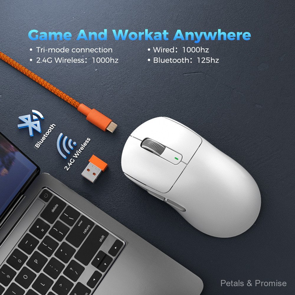 คัดสรรอย่างเข้มงวด KYSONA M600 เมาส์น้ําหนักเบา 55g PAW3395 เกมสําหรับเล่นเกมแบบชาร์จได้สามโหมดไร้สา