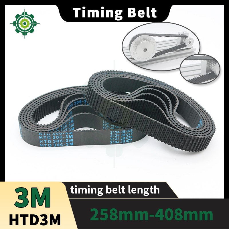 HTD3M Timing Belt Length 258mm-408mm HTD3M Pulley Belt Width 6mm 10mm 15mm 20mm 3M Rubber Loop HTD 3