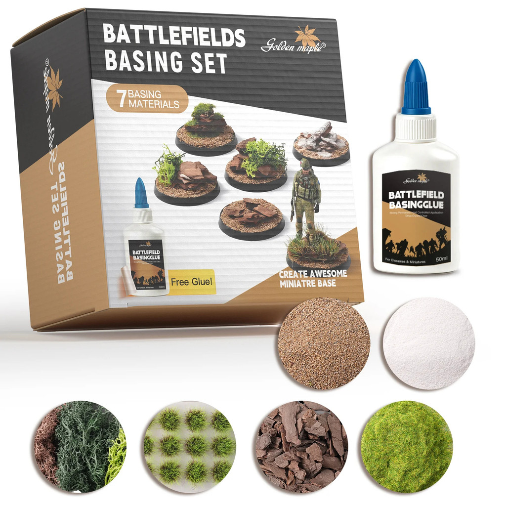 ชุดอ่างล้างหน้าสนามรบเมเปิ้ลสีทอง - ชุด All-in-One Terrain สําหรับรุ่น Dioramas & Wargaming บรรจุกาว หญ้าและหิน
