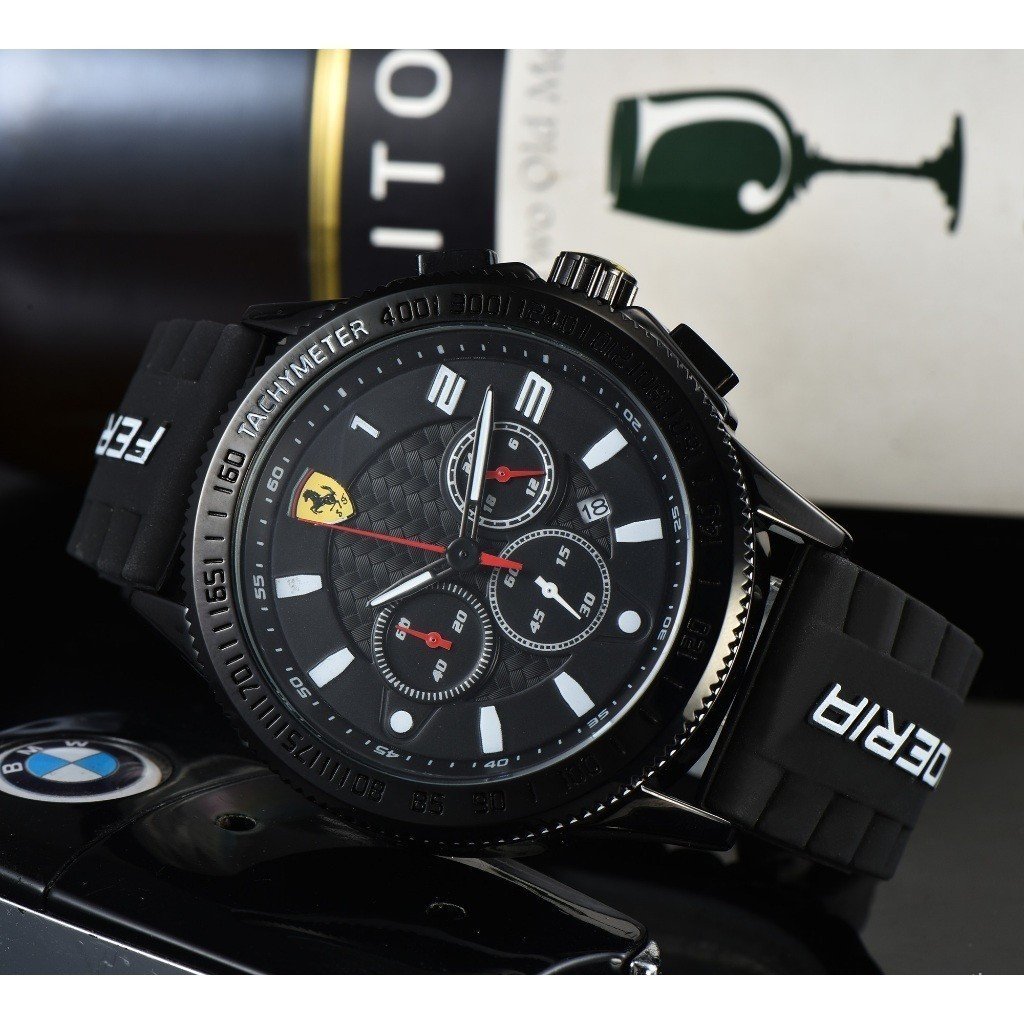 Ferrari Ferrari Ferrari สแตนเลสเคสสายยางนาฬิกาผู้ชาย Rui Watch NBR3