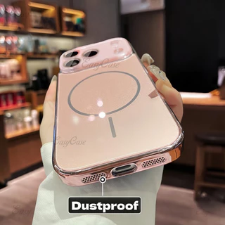 ใหม่ ip17 กรณี Rose Gold กระจกนิรภัยเลนส์สําหรับ iPhone 13 14 15 16 17 Pro Max Air 16pro แม่เหล็ก 15pro เคสโทรศัพท์กันกระแทกเคสโทรศัพท์