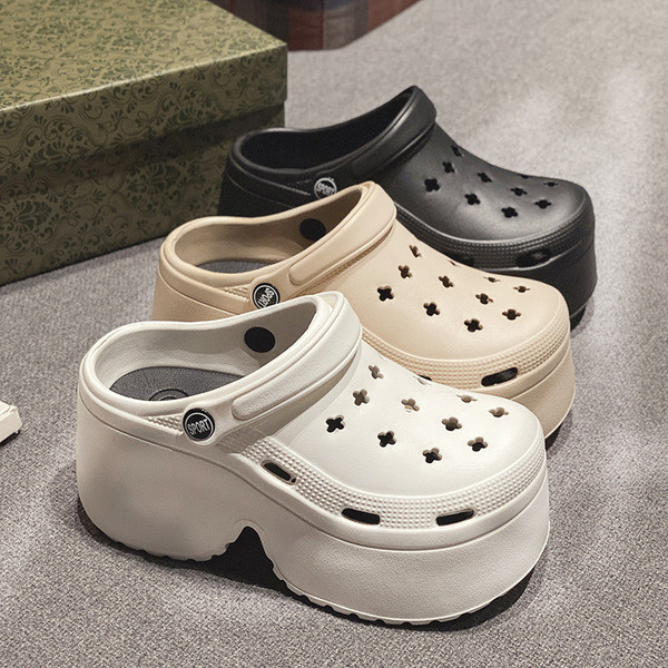 รองเท้าพื้นหนาโฟม sketchers official รองเท้าแตะผู้หญิงใส่ไปข้างนอกในช่วงฤดูร้อนรองเท้าส้นตึกพื้นรองเ