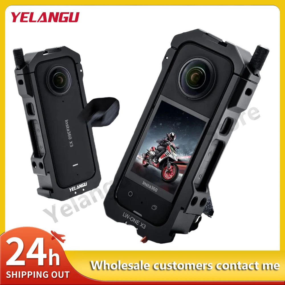YELANGU โลหะป้องกันกรงสําหรับ Insta360 X3 กรอบ Rig เย็นรองเท้า Mount สําหรับ Insta 360 X3 Action กล้องอุปกรณ์เสริม