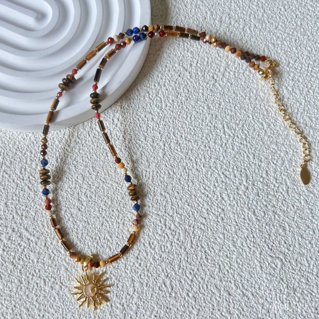 สร้อยคอมุกหินเรขาคณิตสีบอยHEMEAN สำหรับผู้หญิง 7RFS