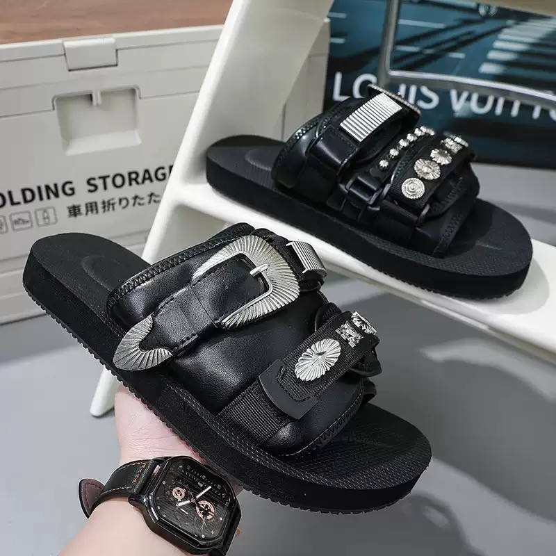 kenboo 2025 รองเท้าแตะผู้ชายสไตล์ญี่ปุ่นหมุดสีเงินฝังรองเท้าลําลองน้ําหนักเบาลื่น ตีนตุ๊กแก แพลตฟอร์มสวมใส่ด้านนอก - รูปที่ 7