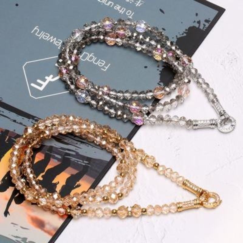 Brilliant คริสตัลสีสวยงาม มัลติฟังก์ชัน พร้อมคลิปเคลื่อนย้ายได้ กำไลหยกพร้อมสร้อยคอสำหรับผู้หญิง NFG