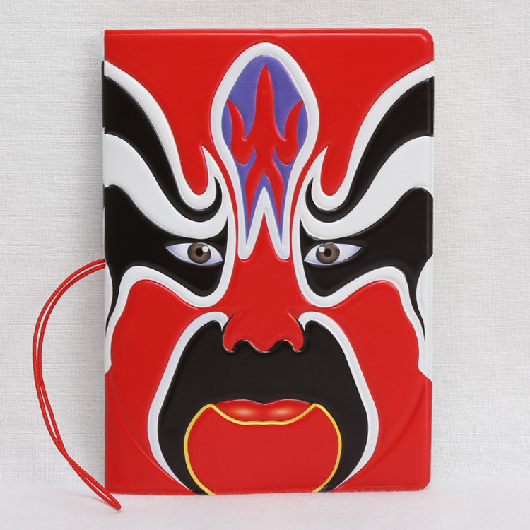Peking Opera Facebook Creative Passport Holder PU นูนมัลติฟังก์ชั่เอกสารป้องกันคลิป Overseas Travel 