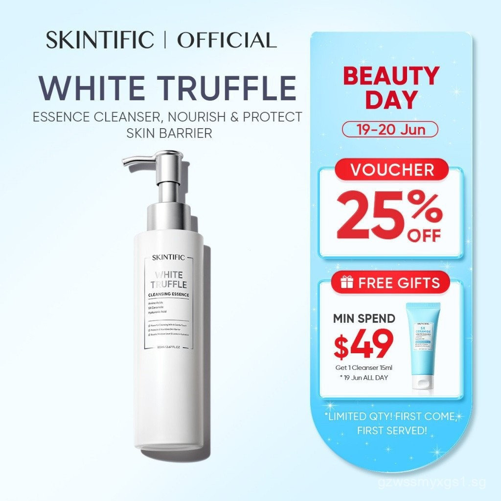 SKINTIFIC White Truffle Cleansing Essence Cleanser 80ml เซรั่มล้างหน้า บํารุงและปกป้องเกราะป้องกันผิ