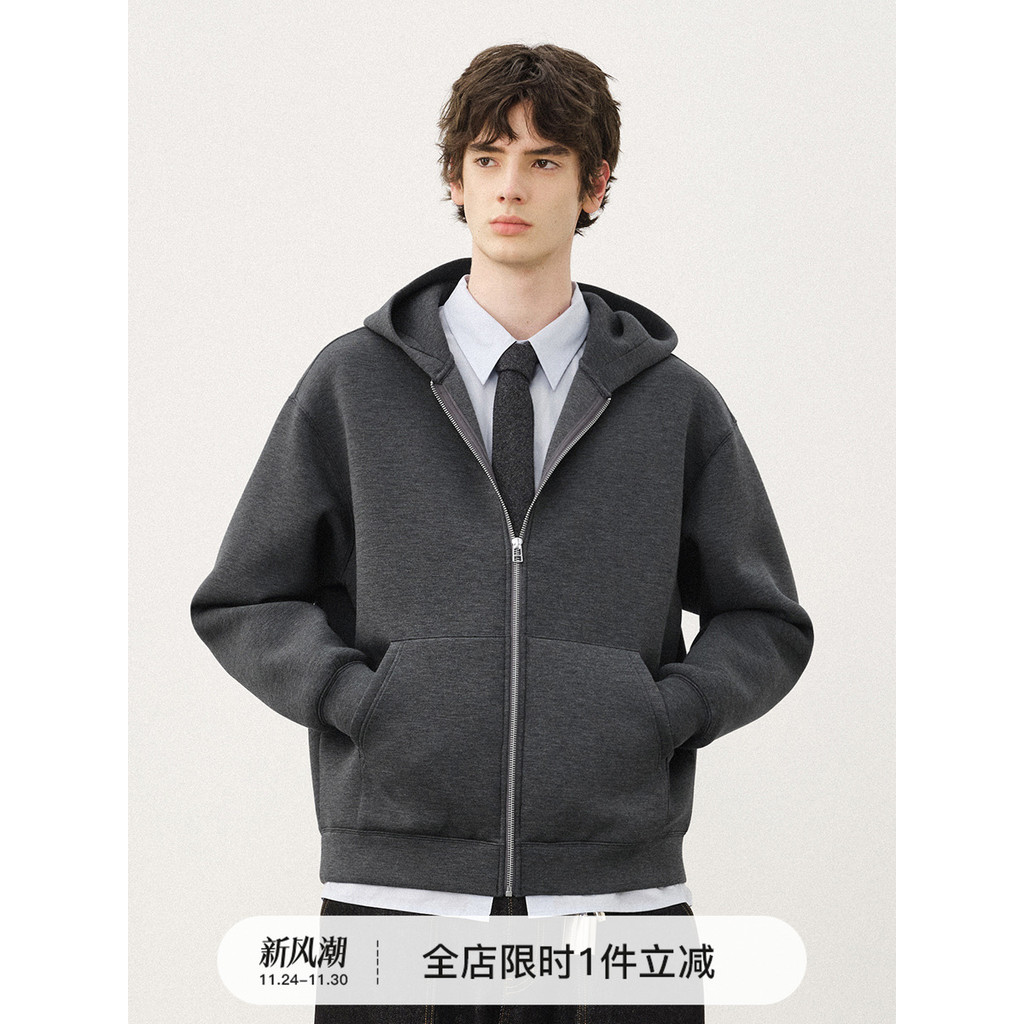 เสื้อฮูดี้ถักผู้ชาย 714street ระบายอากาศได้ดี เหมาะสำหรับฤดูหนาว สไตล์หลวม