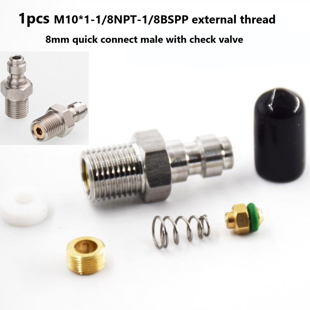 [ในสต็อก] 8 มม. ด้ายชายเชื่อมต่ออย่างรวดเร็ววาล์ว PCP บรรจุพร้อมวาล์ว M10*1 1/8NPT 1/8BSPP