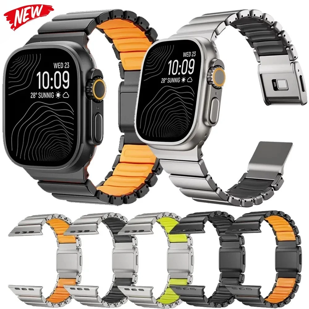 Nomad Titanium Band สําหรับ iWatch Ultra 3 2 49 มม.Series 11 10 46 มม.สายแม่เหล็ก Iwatch 11 10 9 8 7 6 5 45 6 5 4 SE 44 42 มม.