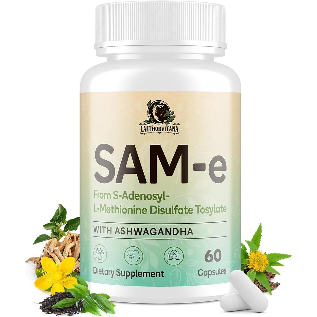 SAM-e plement – Capsule Complex พร้อมสารสกัด Ashwagandha, แอล-ธีอะนีน, โรดิโอลา, เซนต์. Johns Wort, 
