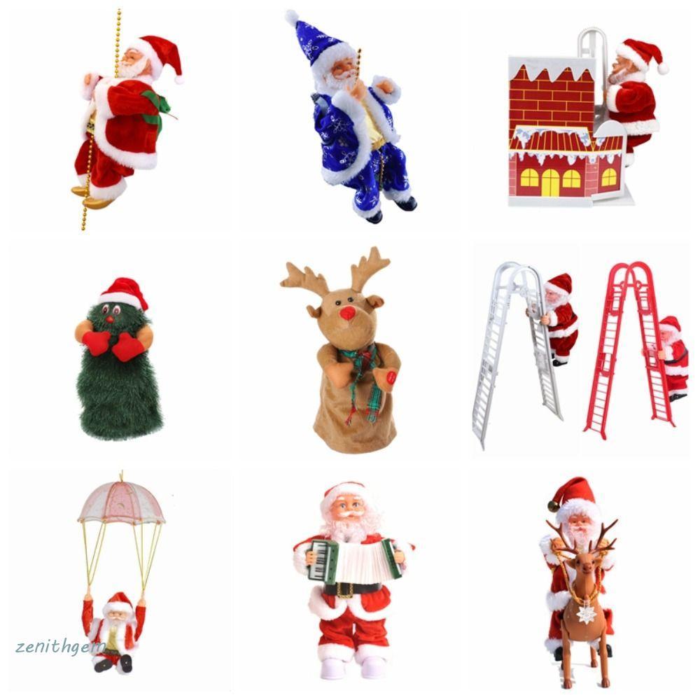 ZENITHG ซานตาคลอสไฟฟ้า, เชือกปีนเขาบันได Twerk Santa Claus, ตุ๊กตาซานต้าจี้ Twerk ปีนเขาปล่องไฟพร้อม