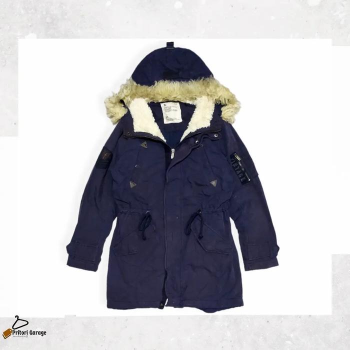 M65 Parka Canvas Inner Sherpa Hoodie Jacket TBJ Nearby Army สีกรมท่า