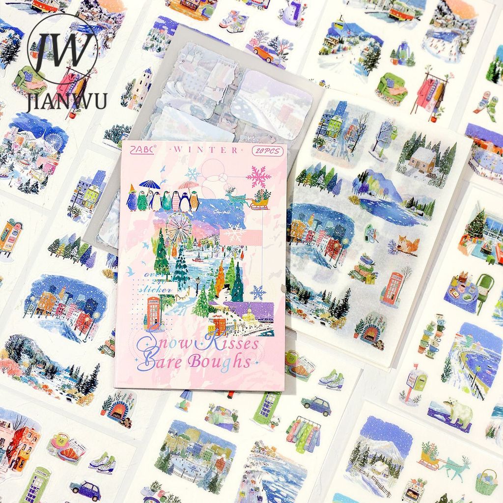 JIANWU Four Seasons Series Vintage ดอกไม้ Sea Tree Snow Landscape วัสดุ Collage สติกเกอร์หนังสือ Creative DIY Journal เครื่องเขียน