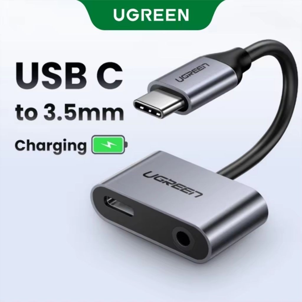 ของแท้💯 UGREEN 2-in-1 USB C to 3.5mm+USB C Sound Card Converter Support Charging (No DAC)
