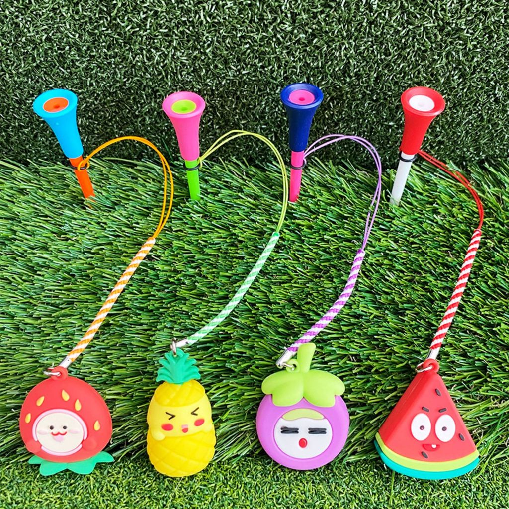 Spot Goods#New Golf Ball Spike Fun Fruit Golf Tee With Strap Anti-Lost83mm Plastic Ball Holder Hot S