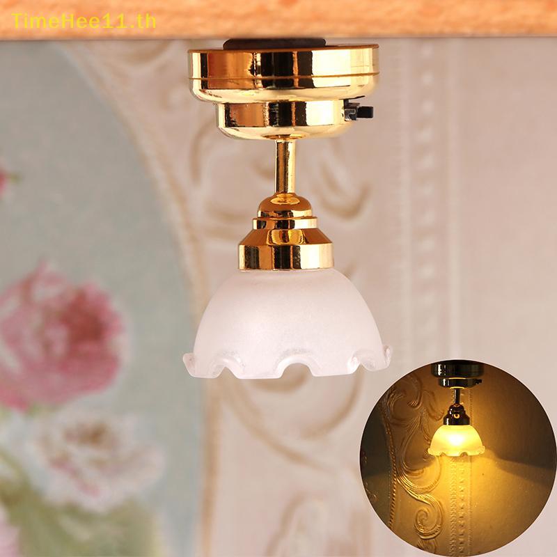 TimeHee 1:12 Dollhouse Miniature LED Light โคมไฟเพดานโคมระย้าเฟอร์นิเจอร์ Home Model Decor ตุ๊กตา House อุปกรณ์เสริม TH