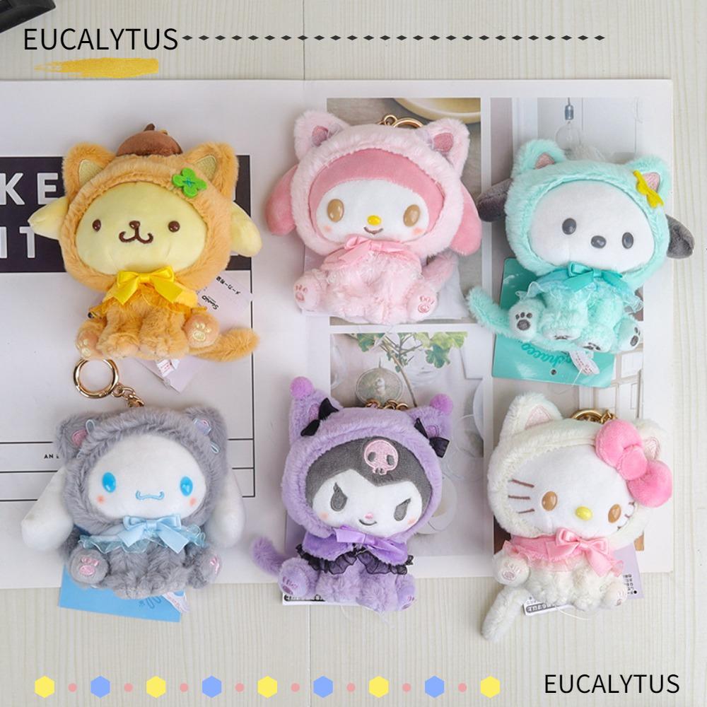 ตุ๊กตาสัตว์ Kitty & Kuromi แบบฟลัฟฟี่ พวงกุญแจและของใช้นักเรียน