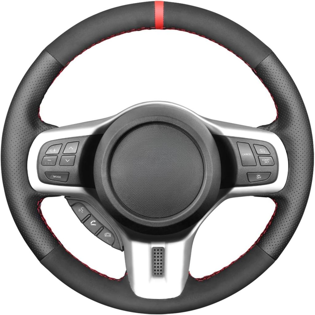 MEWANT พวงมาลัยรถสําหรับ Mitsubishi Lancer Evolution 10 X 2008-2015 Suede & Lenuine หนังพวงมาลัยรถ