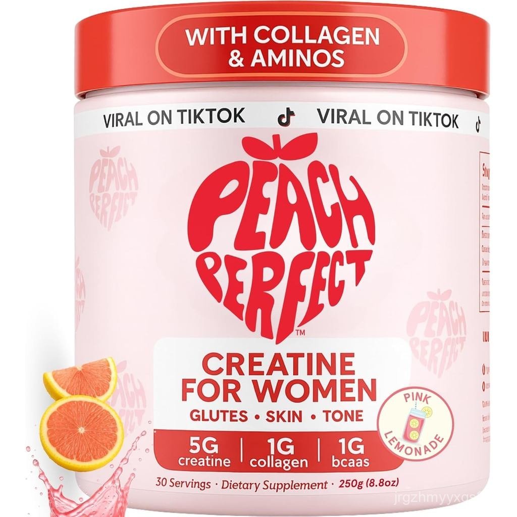 Peach Perfect Creatine สําหรับผู้หญิง Booty Gain, Muscle Builder, Energy Boost, Pink Lemonade, เครื่