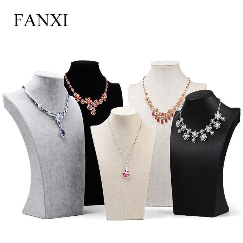 ขาตั้งจอแสดงผลสร้อยคอ Flannel Portrait Vancy เครื่องประดับหนัง H-Shaped ผ้าลินินรุ่นสร้อยคอขาตั้งสร้