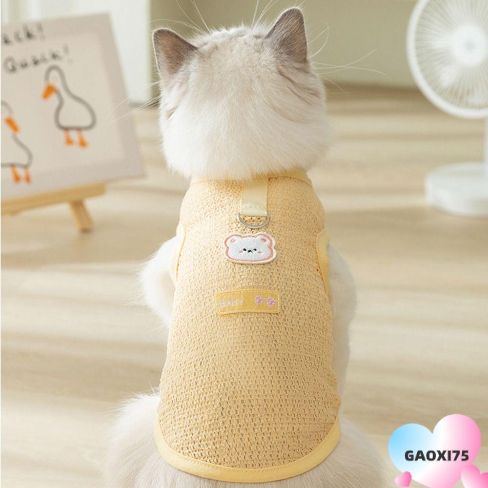 GOXI75 เสื้อกั๊กสัตว์เลี้ยง, Bear Patch Traction Dog Tank Top, Cute Breathable Soft Cat Cooling T-sh