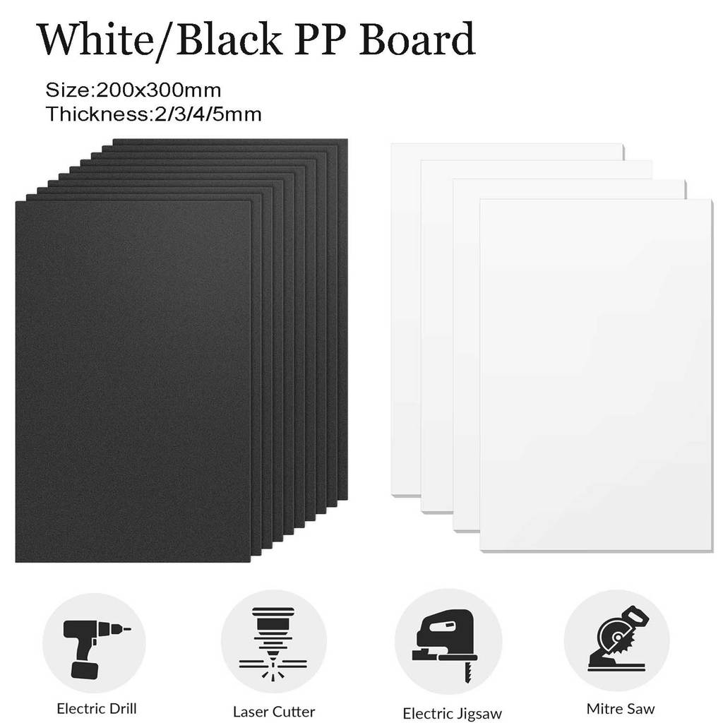 1Pcs Polypropylene Plastic Panel - High-Quality Lightweight Engineering Plastic for DIY, Cutting Boards, and Water Tank - 200x300mm