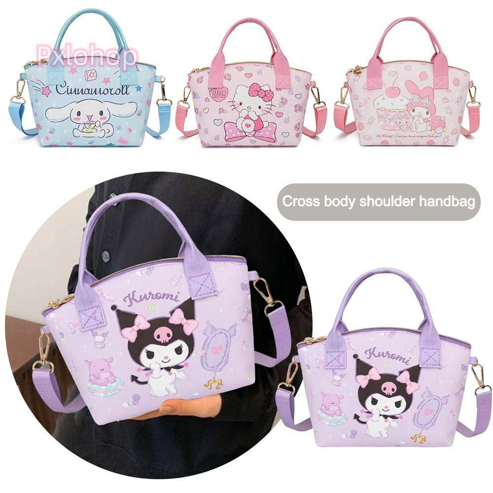 กระเป๋าสะพายข้าง Kawaii Melody Cinnamoroll & Kuromi แบบแฟชันน่ารัก สำหรับเครื่องสำอางและของใช้ส่วนตั