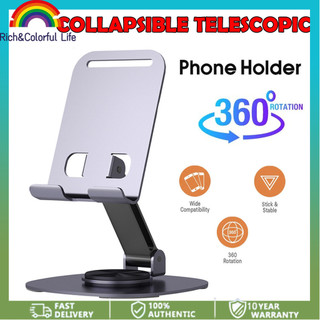 Foldable Cell Phone Stand for Desk 360 Rotation Adjustable Portable Aluminum Metal Phone Holder for All Phone Pad Tablet etc