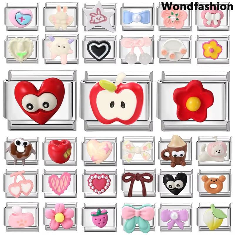 สร้อยข้อมือcharm สแตนเลสสไตล์อิตาเลียน ขนาด9มม. สำหรับDIYและเพิ่มบุคลิกภาพ