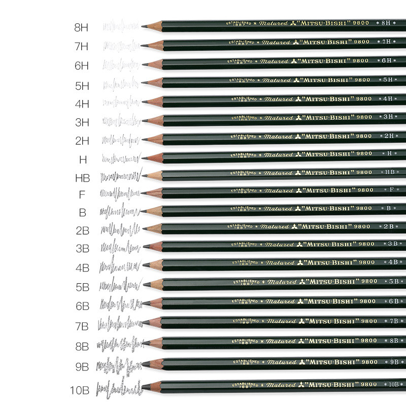 Uni Mitsubishi Pencil Sketch Pencil 9800 Painting Professional Writing 2b/hb/2h/4b Set Charcoal Pen 
